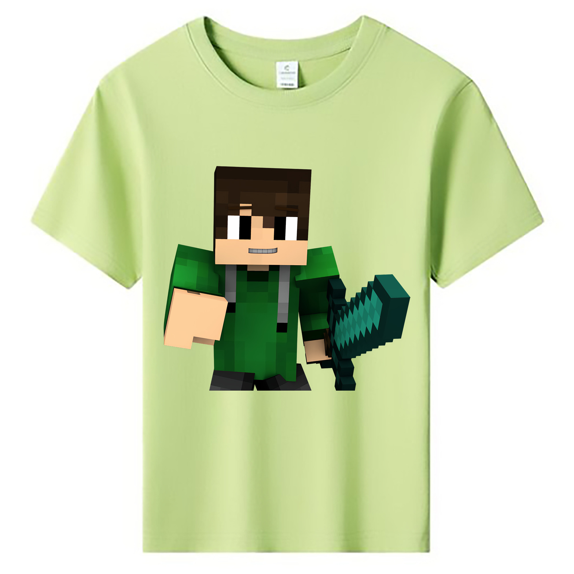 （画像用） マインクラフト ブロックの世界 Minecraft MC Block world 綿100％キッズTシャツ（フロントプリント）